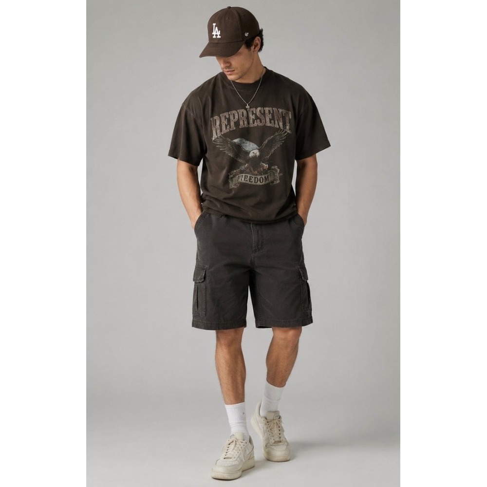 Vintage Y2K Old Navy Men Gray Cotton Cargo Shorts Size 36 Casual Outdoor Utility